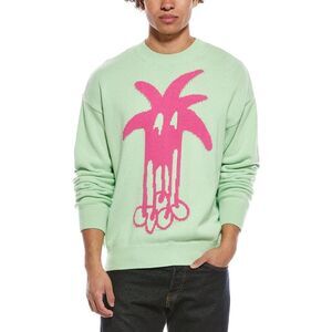 Palm Angels Mens  Wool & Cashmere-Blend Crewneck Sweater, Green